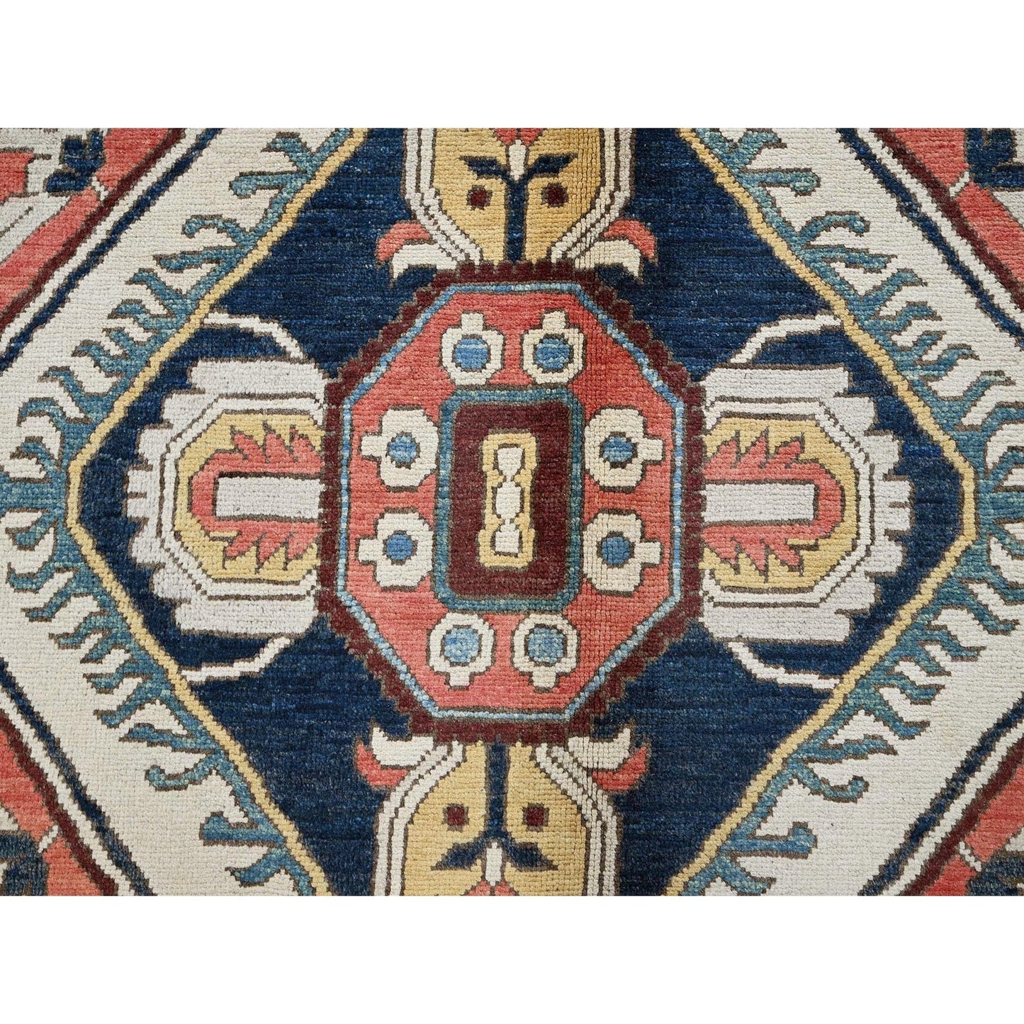 9'X11'8" Yellow Peshawar With Seeripe Heris Design Wool Hand Knotted Rug
