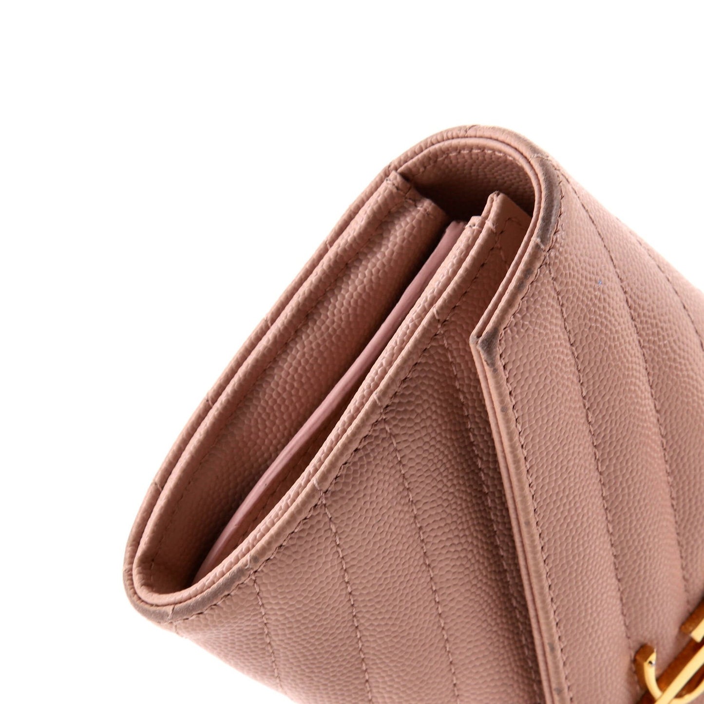 Saint Laurent Classic Monogram Flap Wallet Matelasse Chevron Leather Large