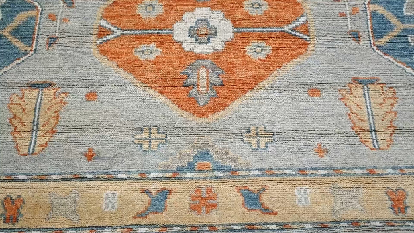 Handmade Oushak Pakistan Rug Muted Colors Floral