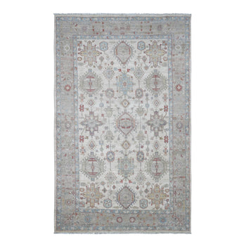 8'X10' Gray Peshawar Bijar Garus Design Hand Knotted Wool Oriental Rug