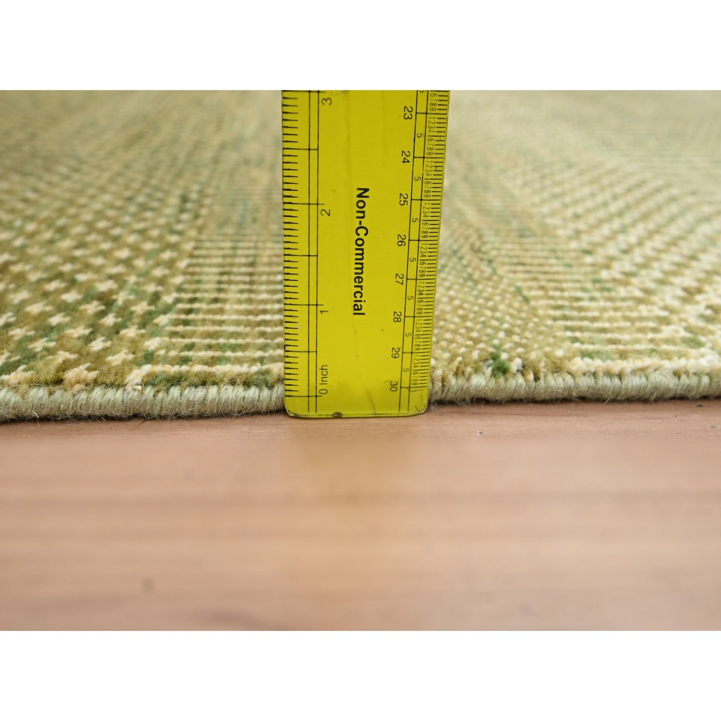 2'8"X8'3" Brown Modern Grass Design Hand Knotted Wool And Silk Runner Rug