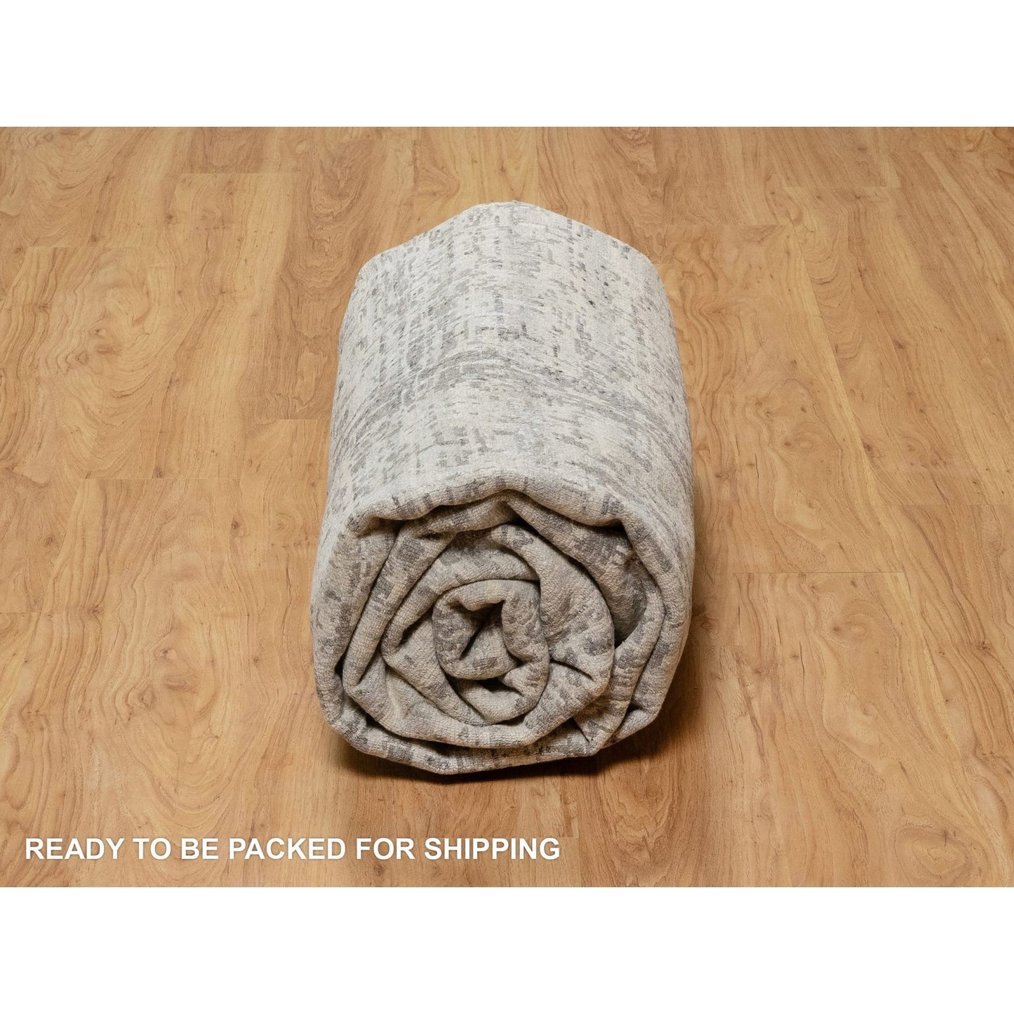 8'X10'2" Gray Hand Knotted Modern Hand Spun Undyed Natural Wool Rug