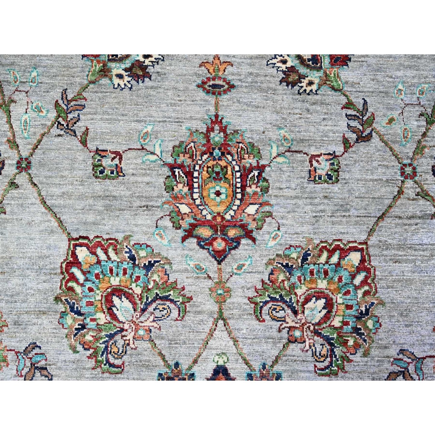 8'9"X12'1" Misty Gray Sultani With Tebraz Wool Hand Knotted Oriental Rug
