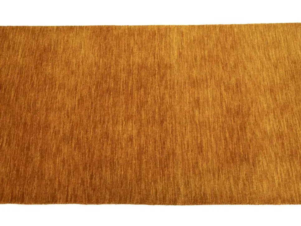 Orange Solid Design Hand-Loomed 3X8 Gabbeh Wool