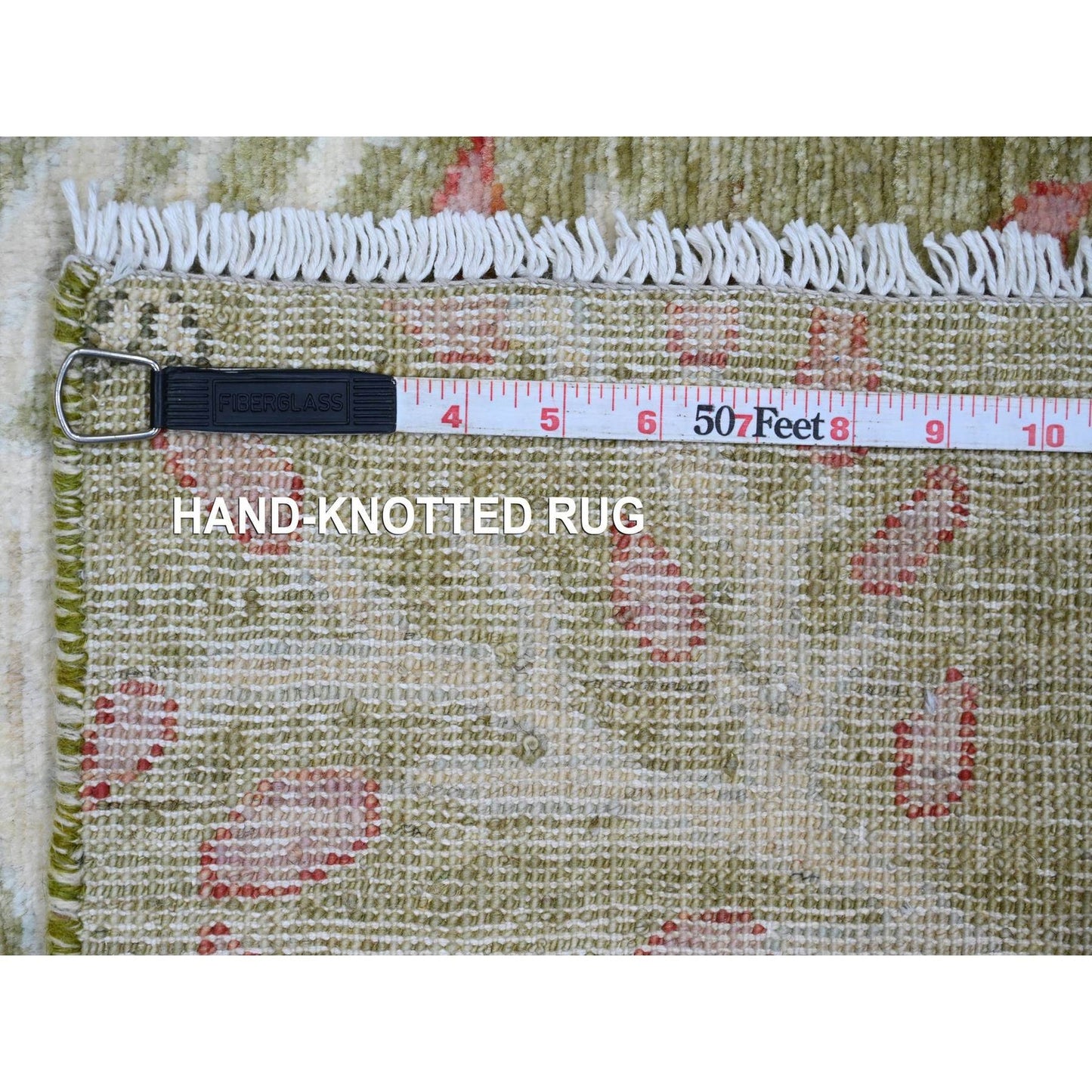 2'7"X6' Green Afghan Peshawar Birds Design Wool Hand Knotted Runner Rug