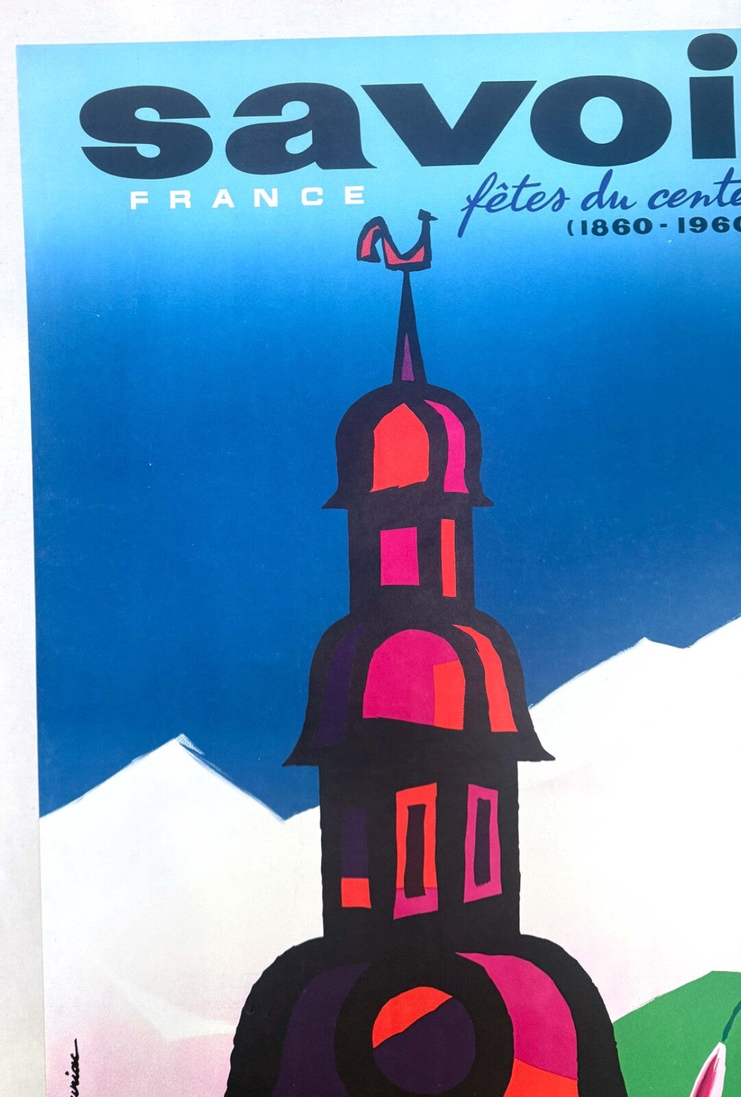 Savoie France Travel Poster 1960 Jacques Auriac Original Printing Ski Mont Blanc