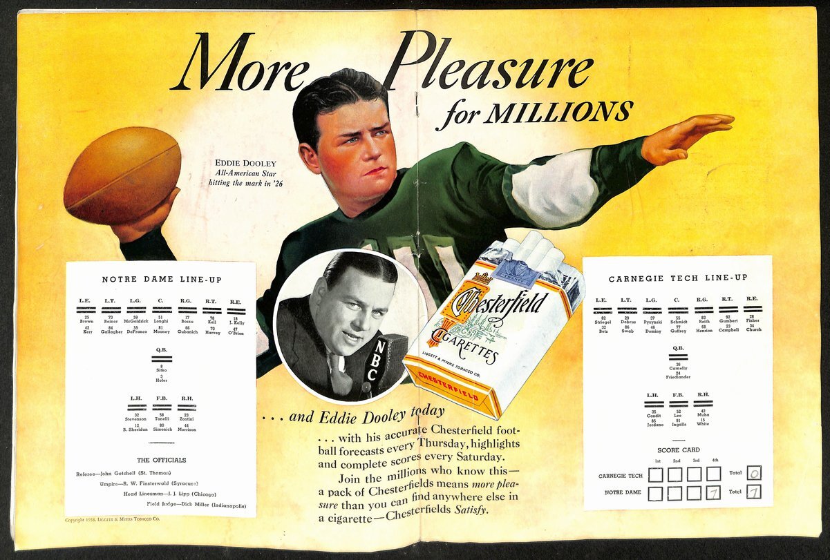 1938 Carnegie Tech Vs Notre Dame Vintage College