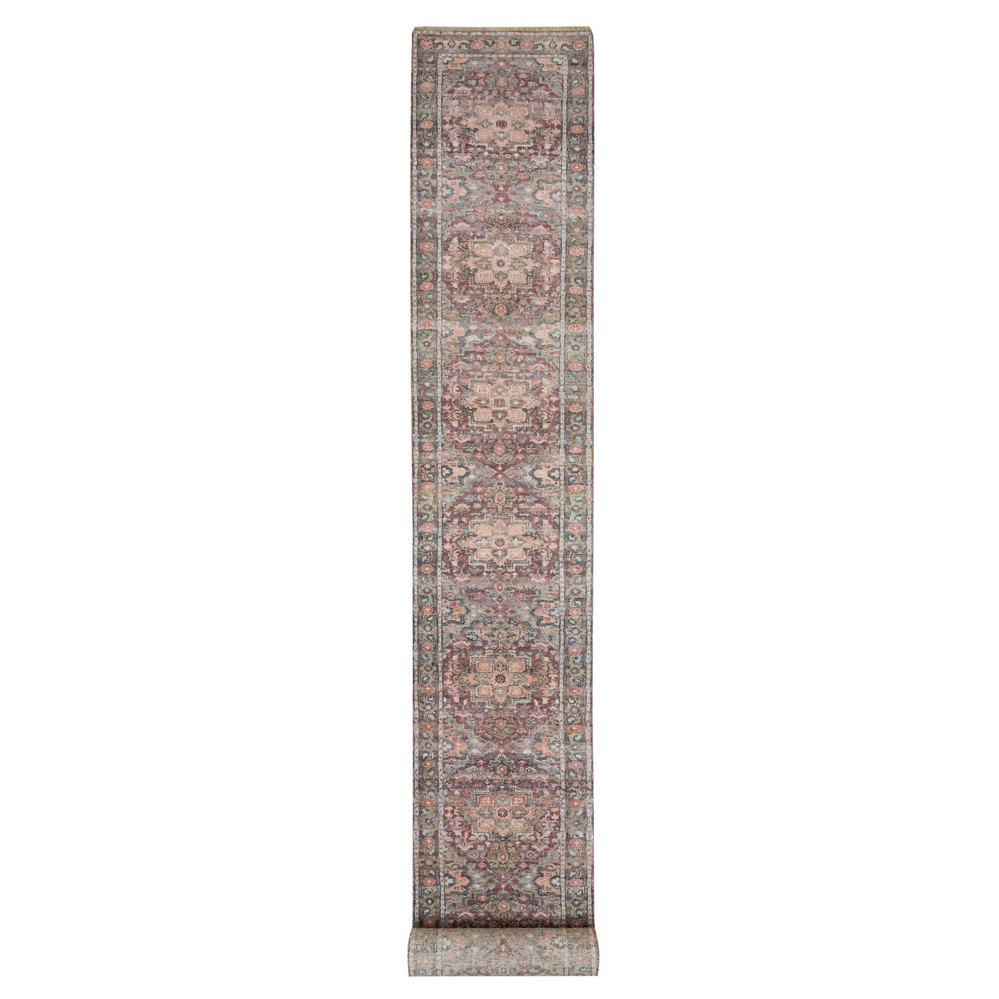 2'8"X23'10" Sangria Red Hand Knotted Wool Heris Revival Xl Runner Rug
