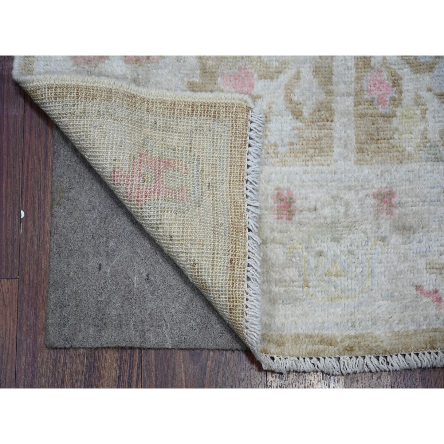 2'9"X19' Faded Brown Afghan Angora Oushak Wool Hand Knotted Runner Rug