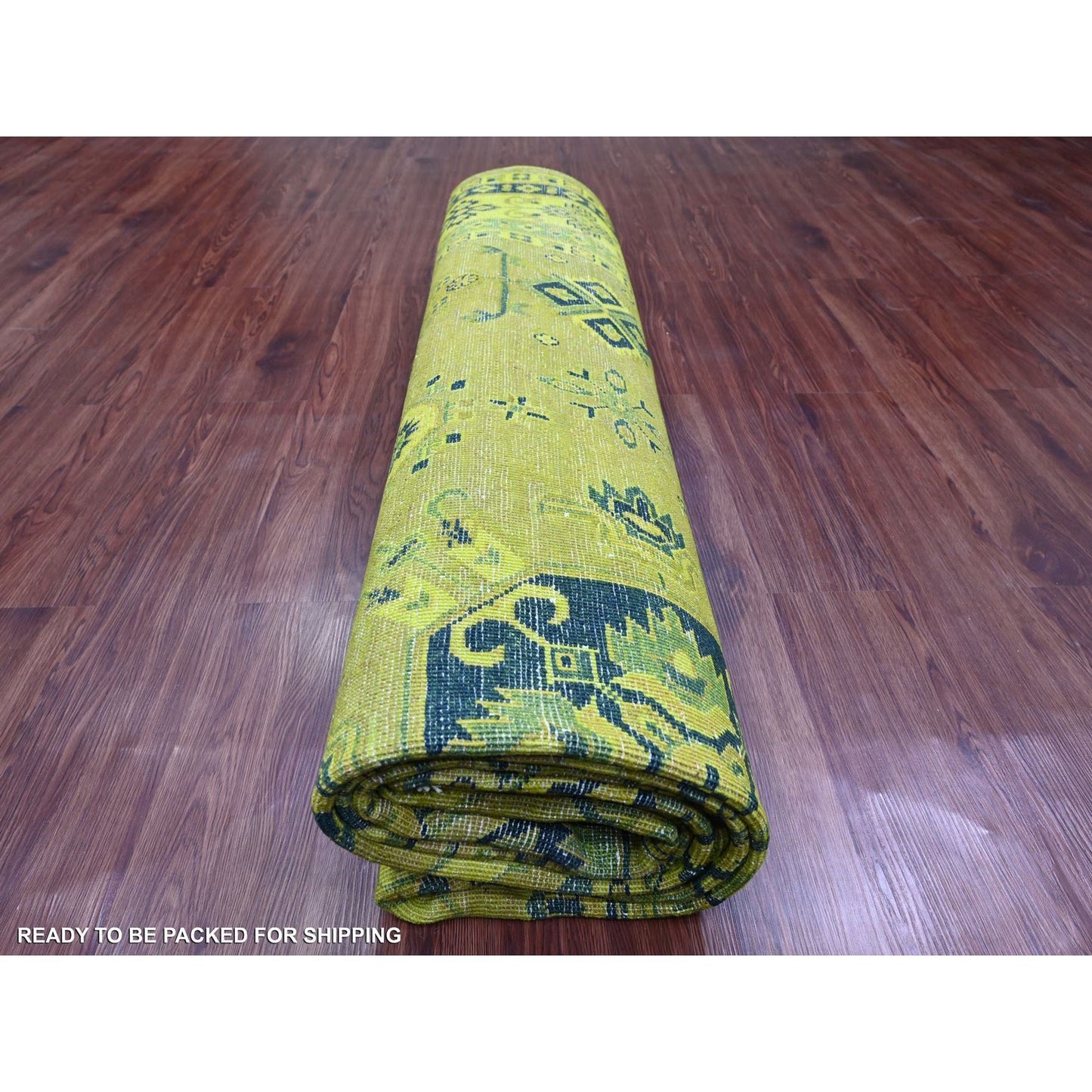 8'7"X11'6" Green Overdyed Kazak Geometric Pattern Hand Knotted Wool Rug