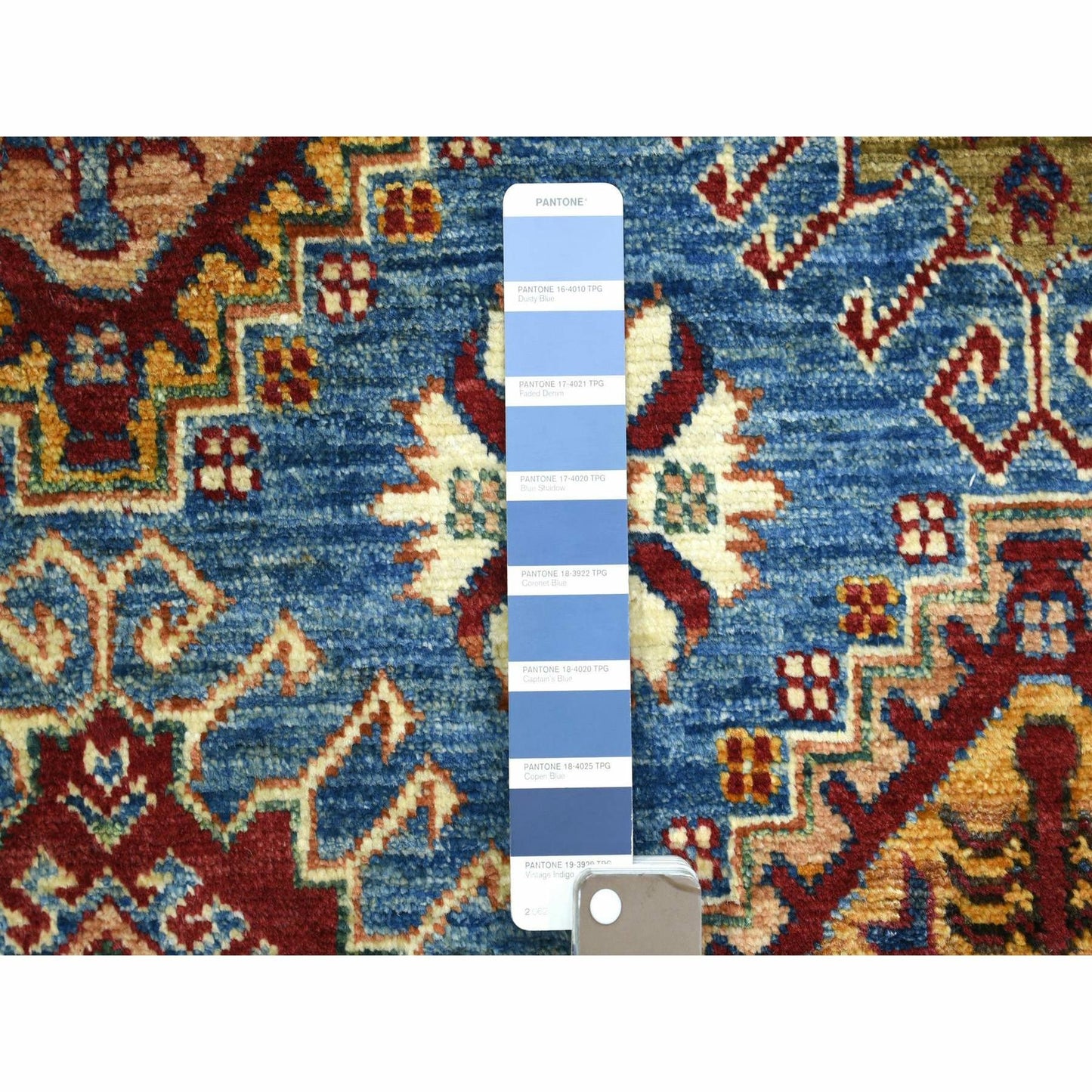 9'X12'8" Blue Caucasian Super Kazak Shiny And Soft Wool Hand Knotted Rug