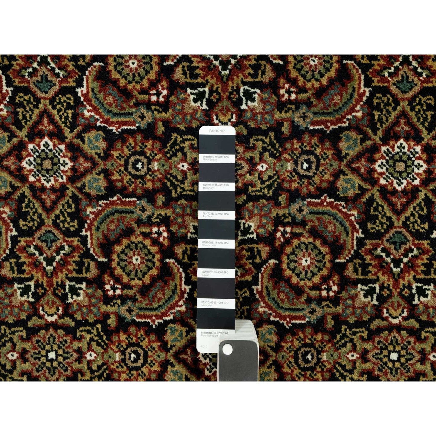 4'X11'9" Hague Blue Fish Herati Design Hand Knotted Wide Runner Rug