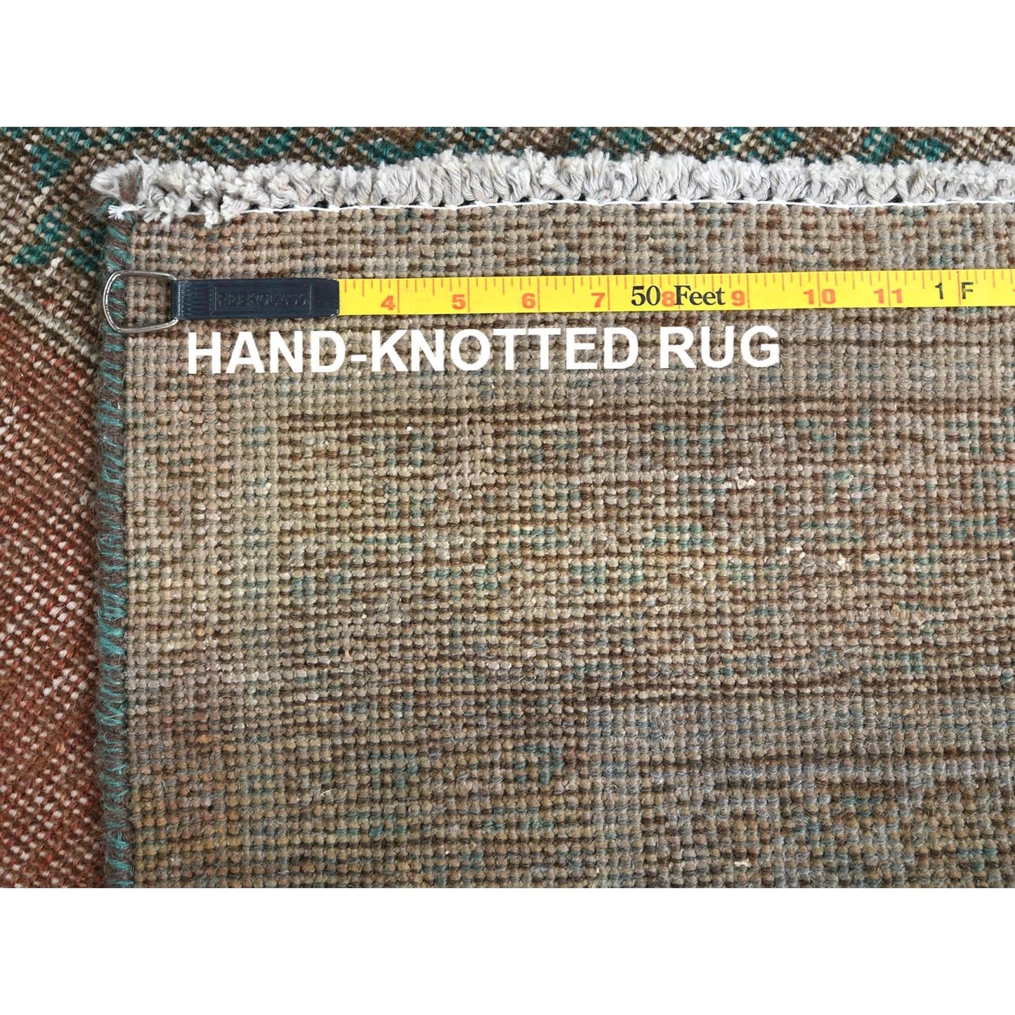 4'1"X6' Honey Brown Hand Knotted Vintage Farsian Sheeraz Worn Wool Rug