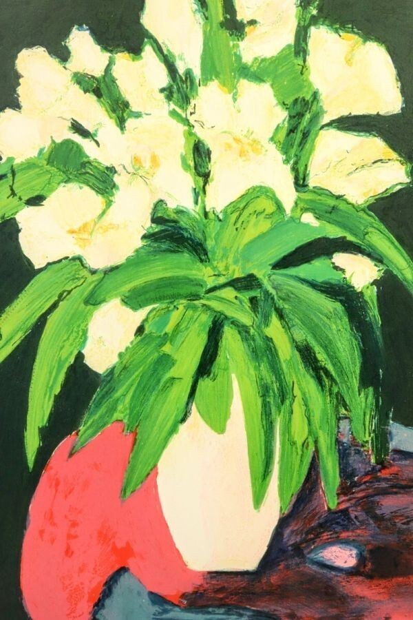 Jean Claude Alenbach (France) Signed Original Lithograph Framed Bouquet Lilies