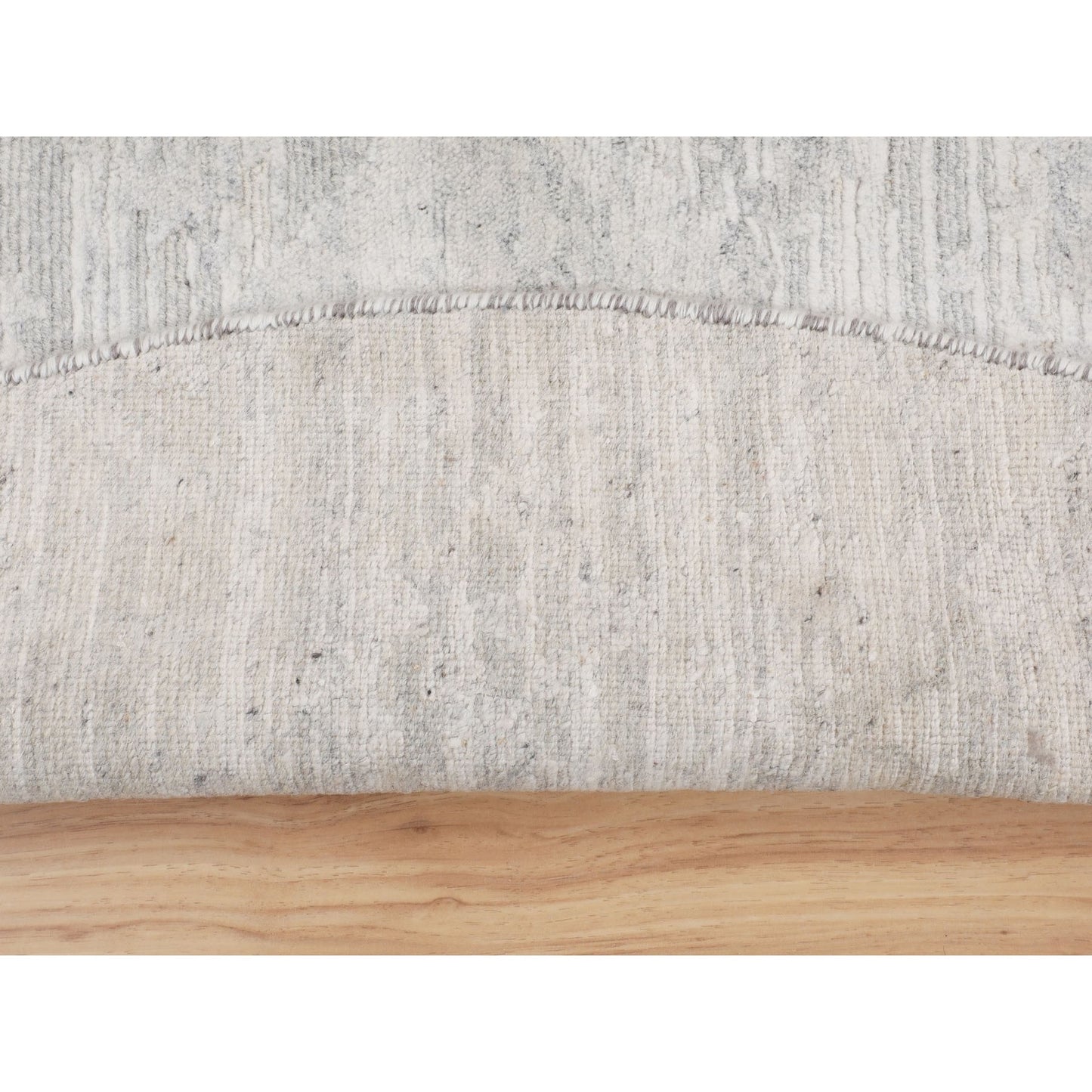 6'X6' Hand Spun Undyed Natural Wool Modern Round Hand Knotted Rug