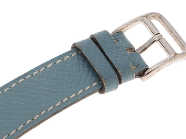 Hermes H Watch Hh1.210 Leather Quartz Silver Color