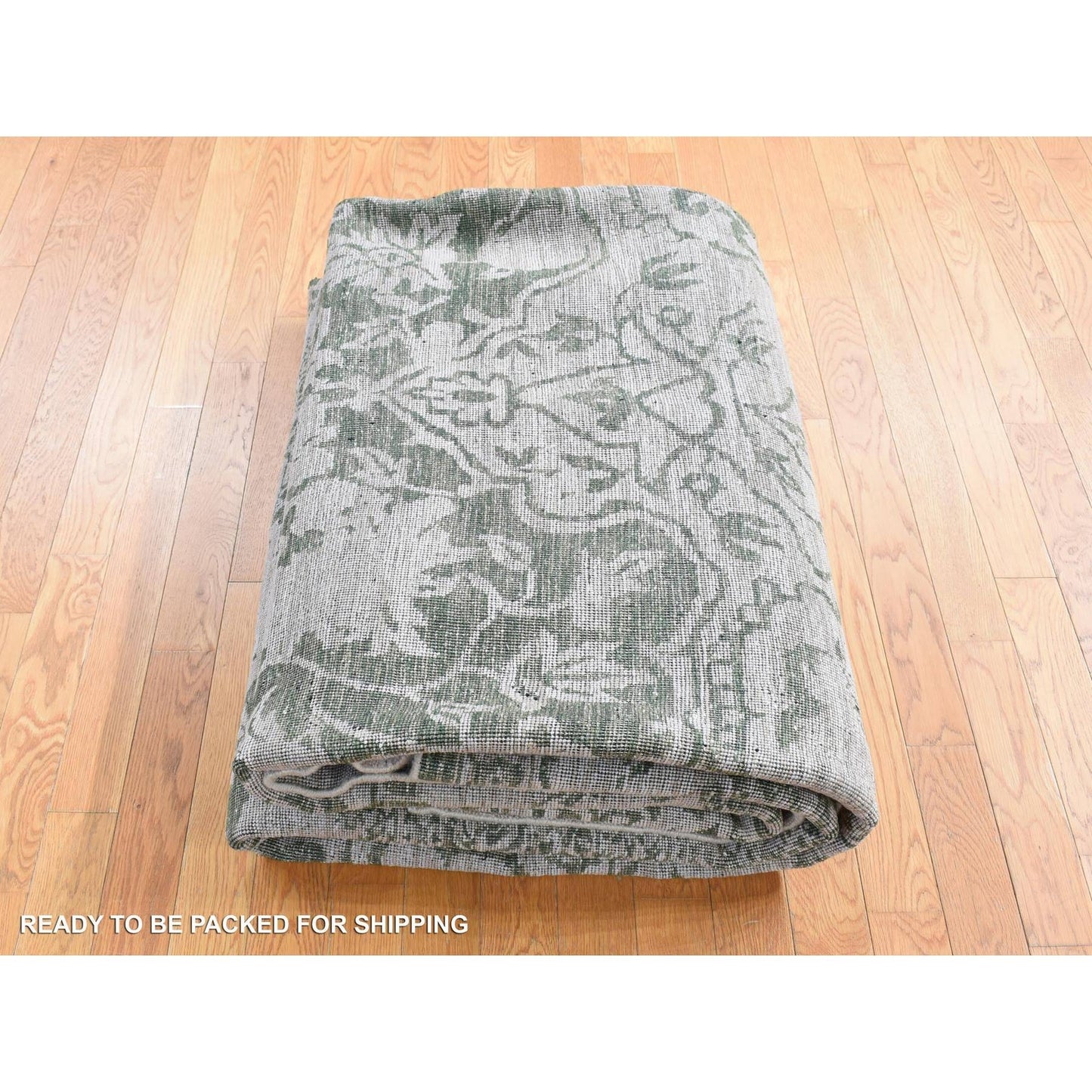 8'10"X12' Tan Color Broken Heris Design Wool And Silk Hand Knotted Rug