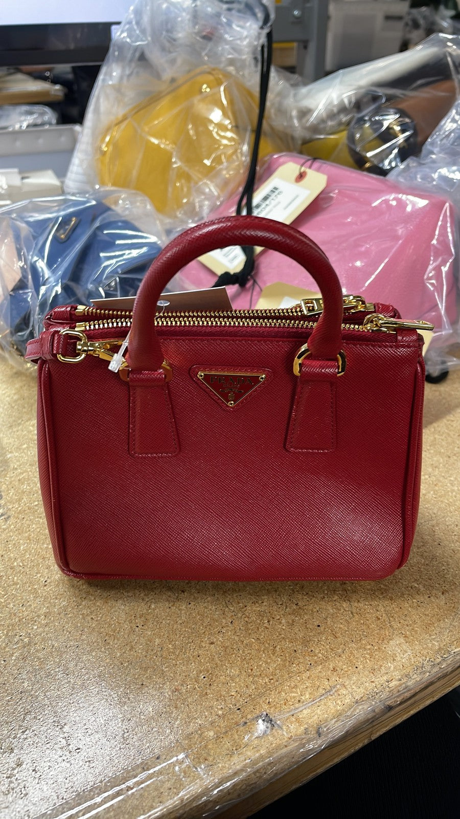 Prada Galleria Double Zip Tote Saffiano Leather Mini