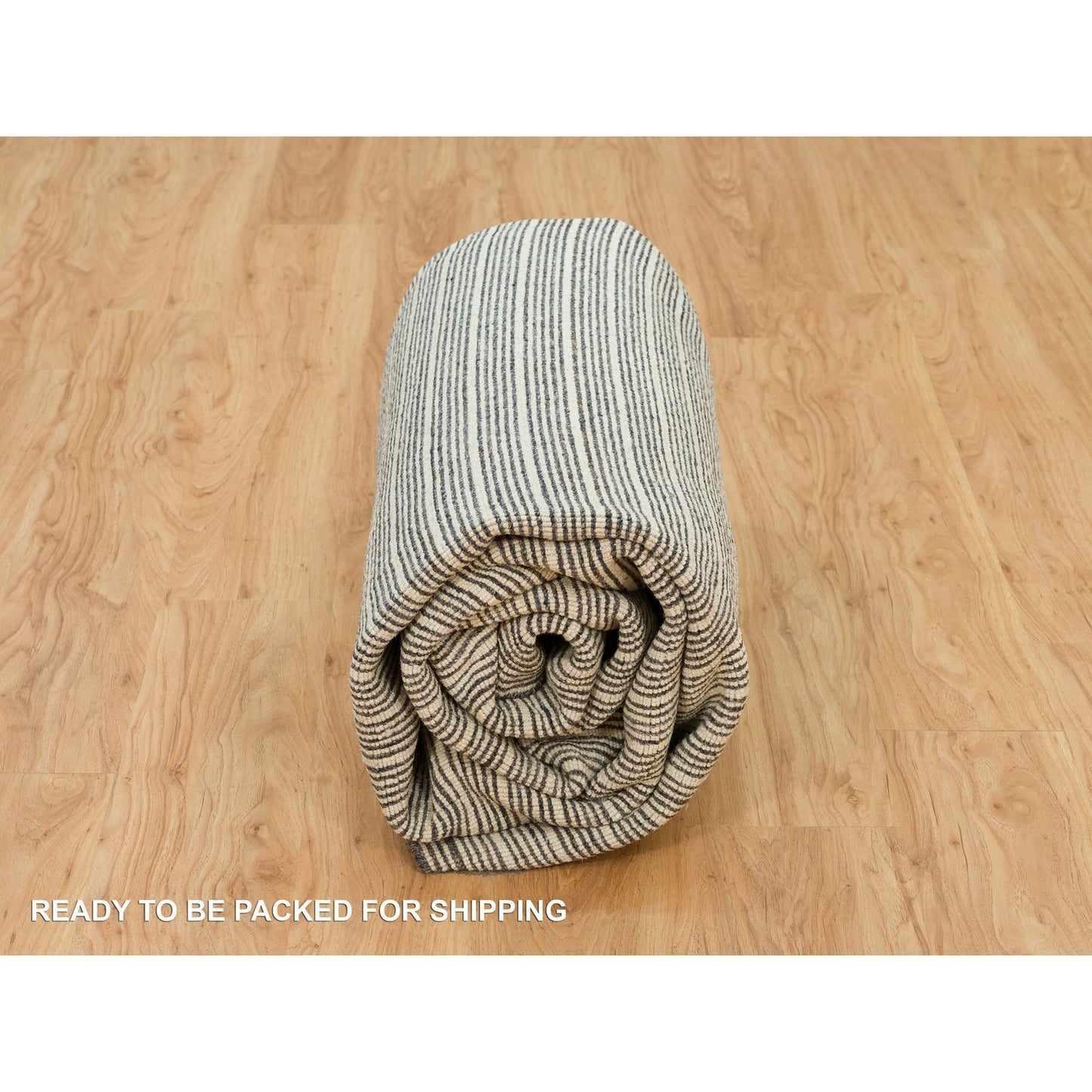 8'X9'10" Davy Gray Modern Wool Box Design Plain Loomed Knotted Rug