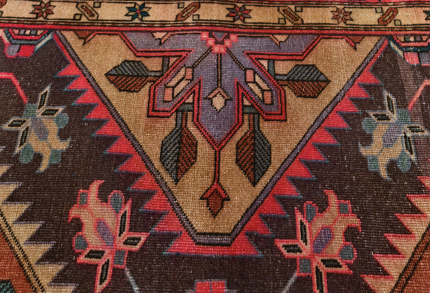 Semi-Antique Distressed Oriental Runner Rug Muted