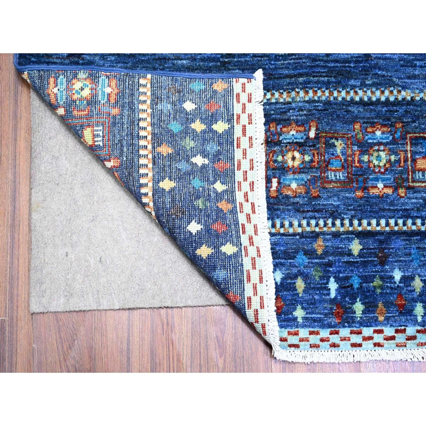 9'X12' Blue Fine Kashkuli Gabbeh Soft Wool Hand Natural Dyes Knotted Rug