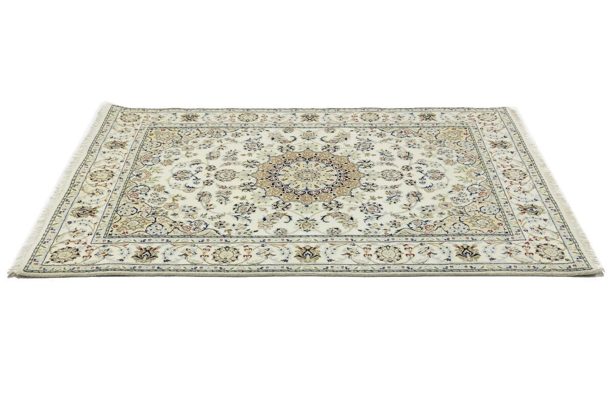 Hand-Knotted Floral Indo-Nain Rug Traditional