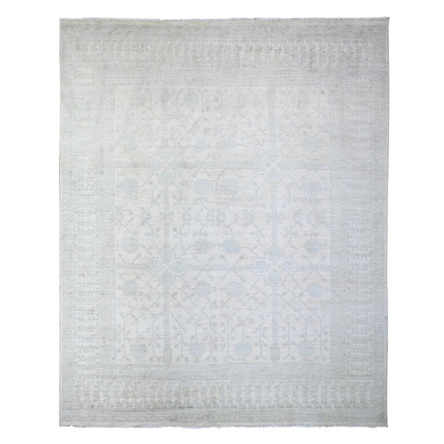 7'10"X9'5" Ivory Khotan Pomegranate Wool Hand Knotted Oriental Rug