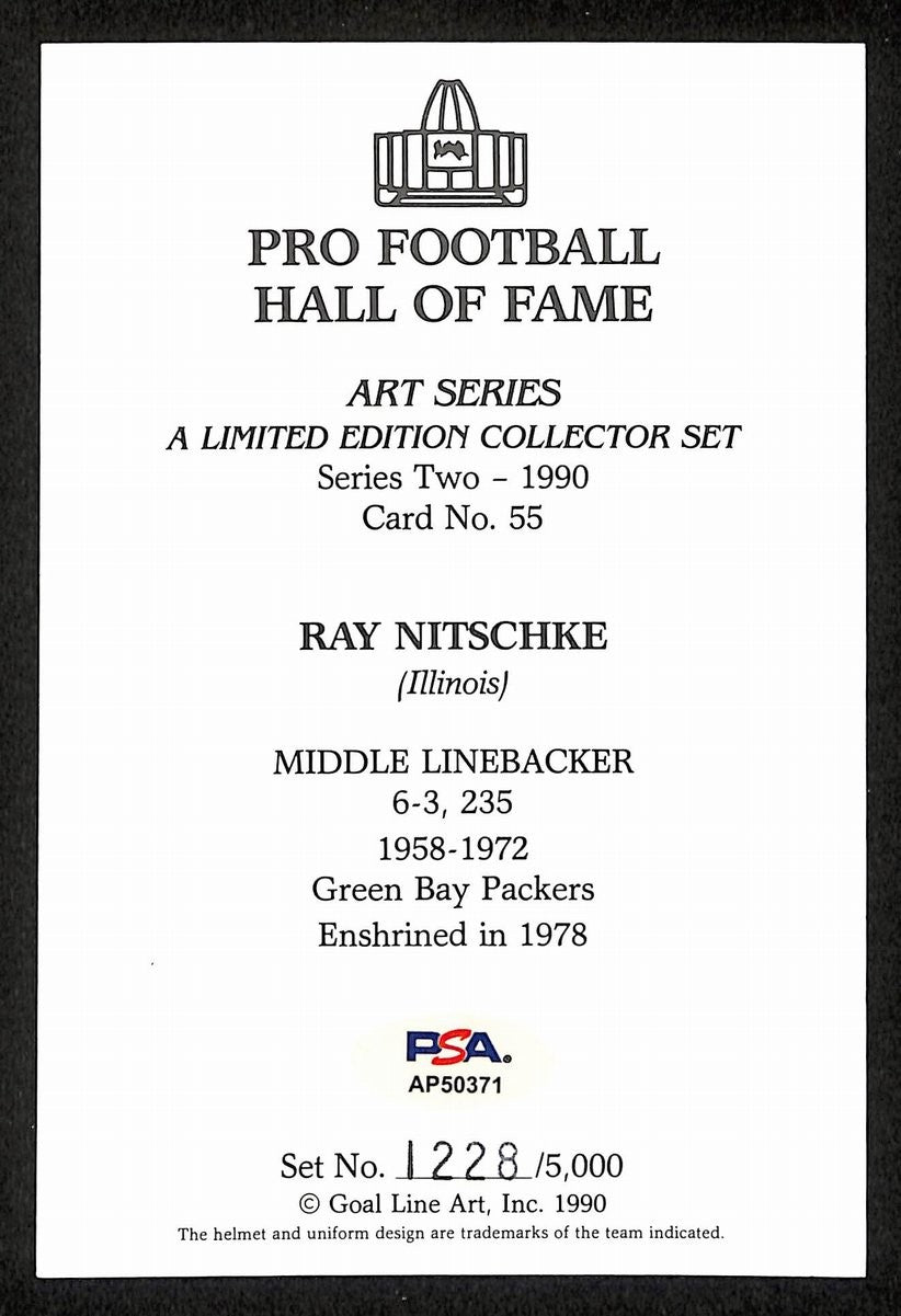 Ray Nitschke Signed/Auto 1990 Glac/Goal Line Art Postcard Packers Psa/Dna 200374