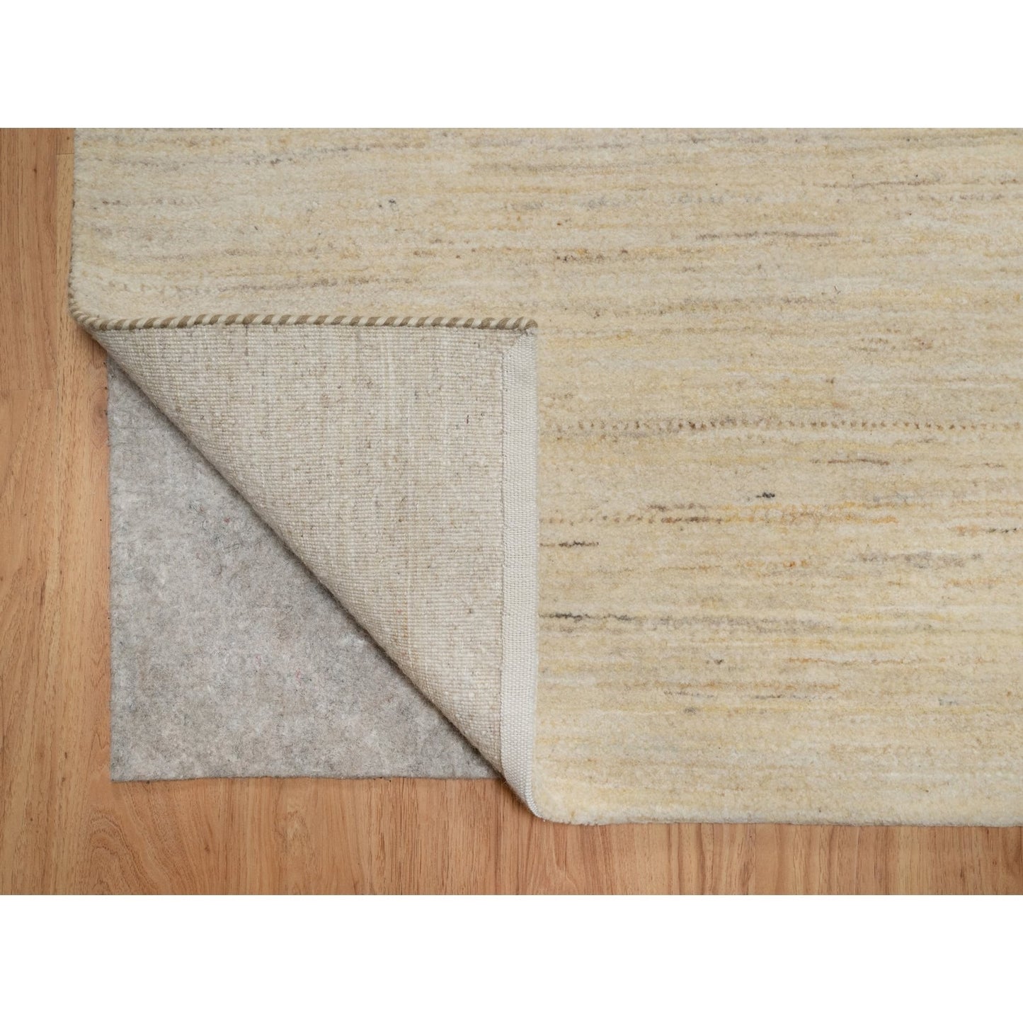 6'X11'10" Swan White All Wool Modern Plain Design Hand Knotted Runner Rug