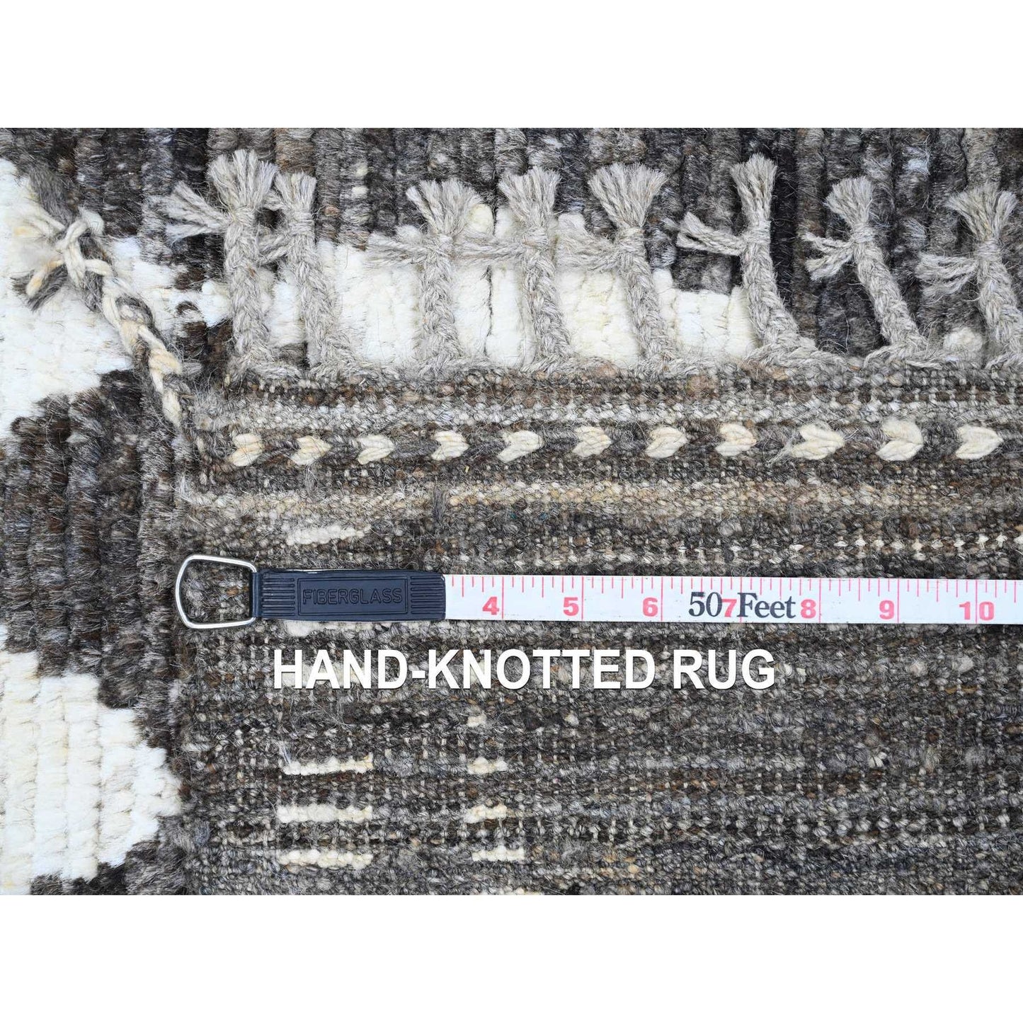 5'6"X8' Gray Moroccan Weave Geometric Design Hand Knotted Soft Wool Rug