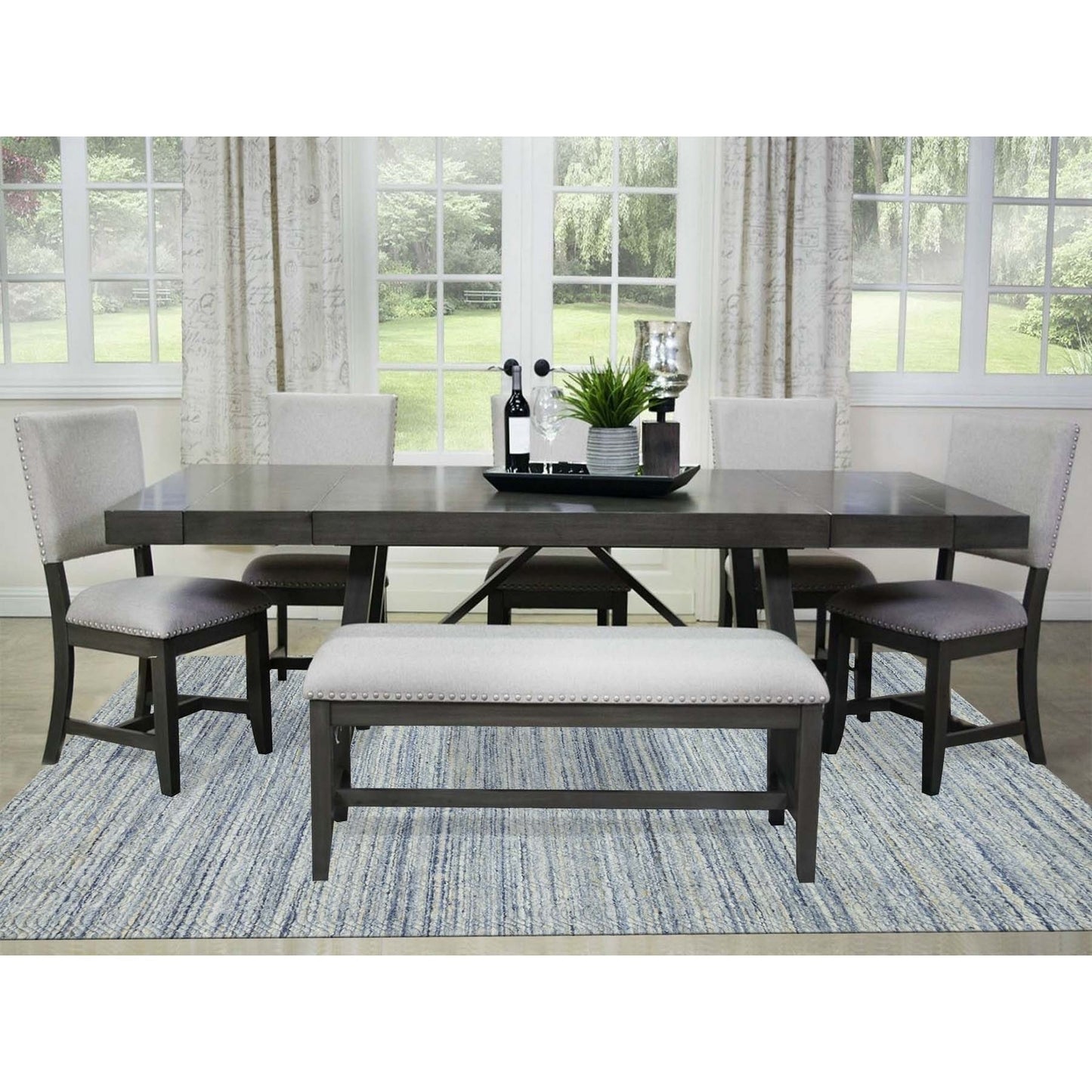 9'X11'9" Modern Blue Hand Loomed Design Organic Wool Oriental Rug