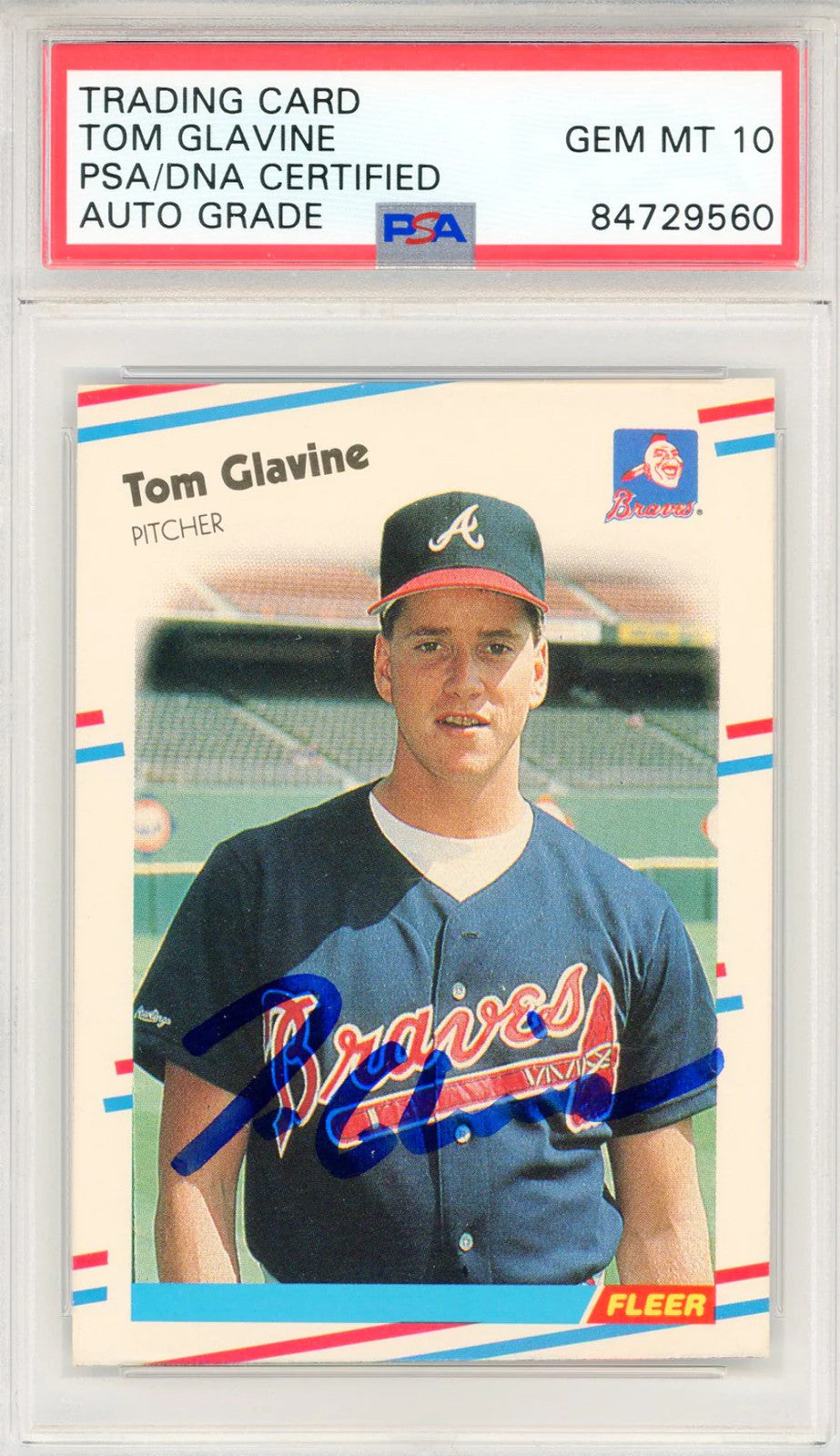 Tom Glavine Autographed 1988 Fleer Card #539 (Psa Auto Gem Mt 10)