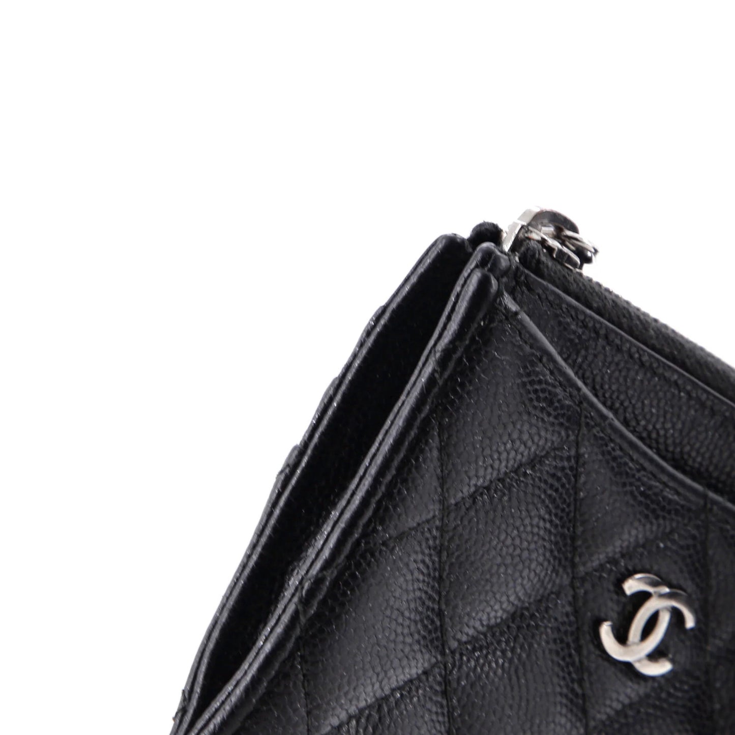 Chanel Cc Zip Card Holder Quilted Caviar