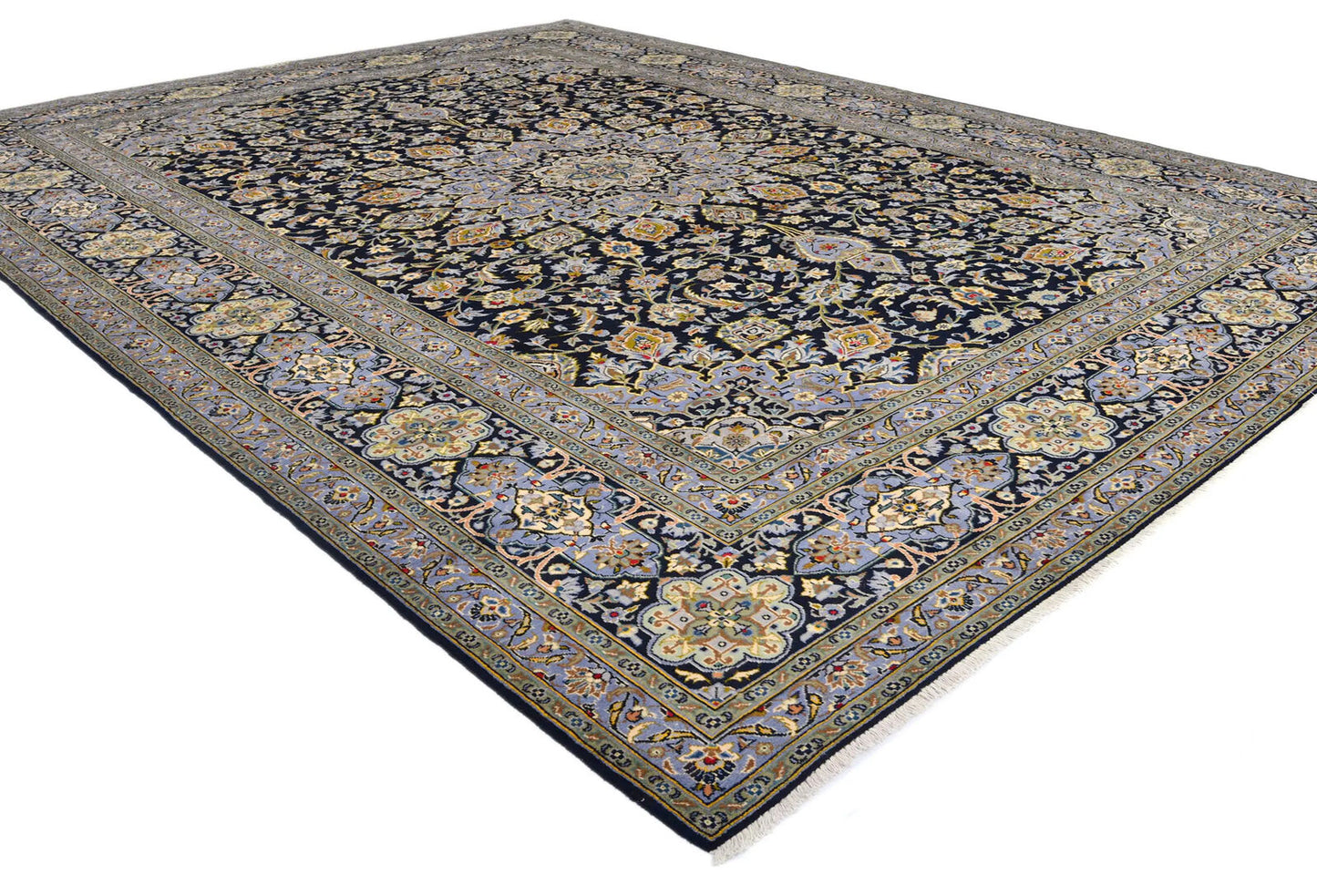 Handmade Oriental Rug Purple-Navy Medallion