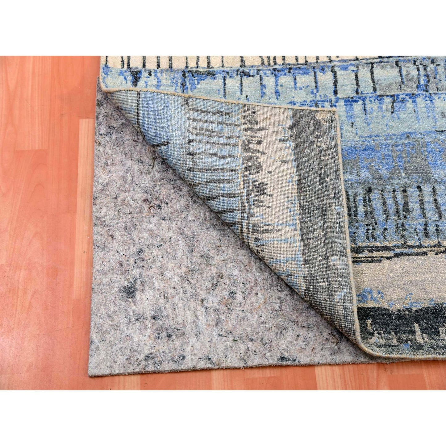 9'X12'5" Gray Brick Design Pure Wool Hand Knotted Oriental Rug