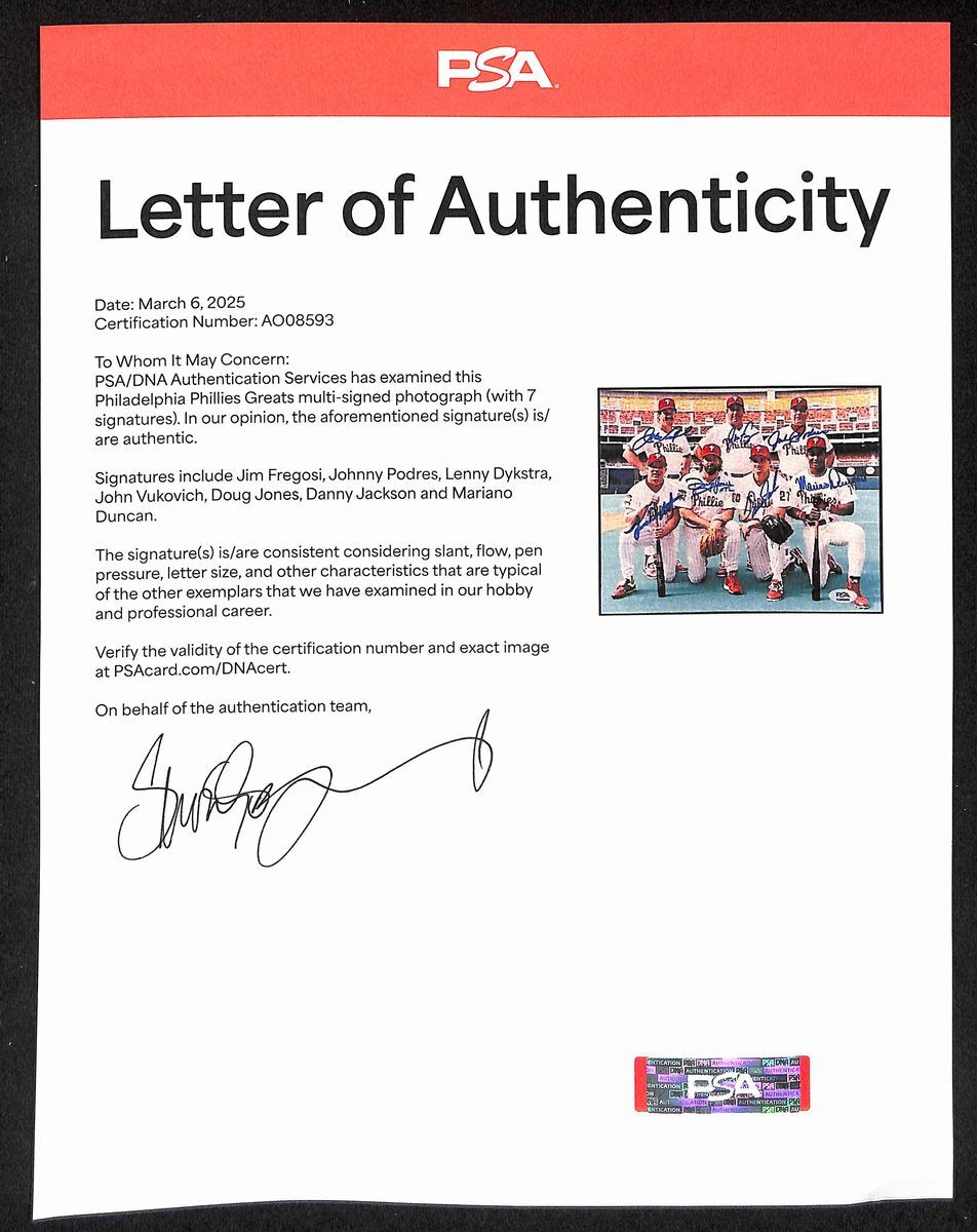 1994 Phillies All Stars/Coaches Multi Signed (7) 8X10 Photo Psa/Dna Loa 196036