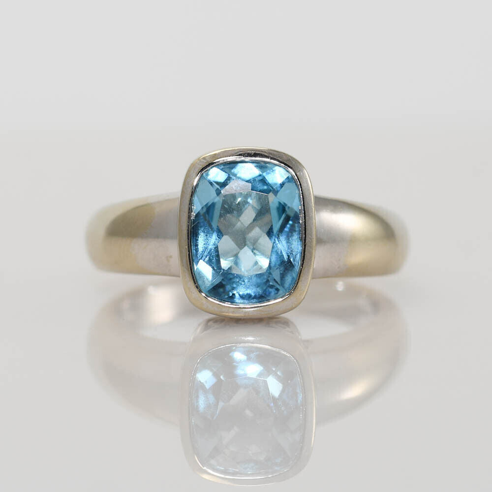 14K White Gold Blue Topaz Ring, 2.50Ct, 6G