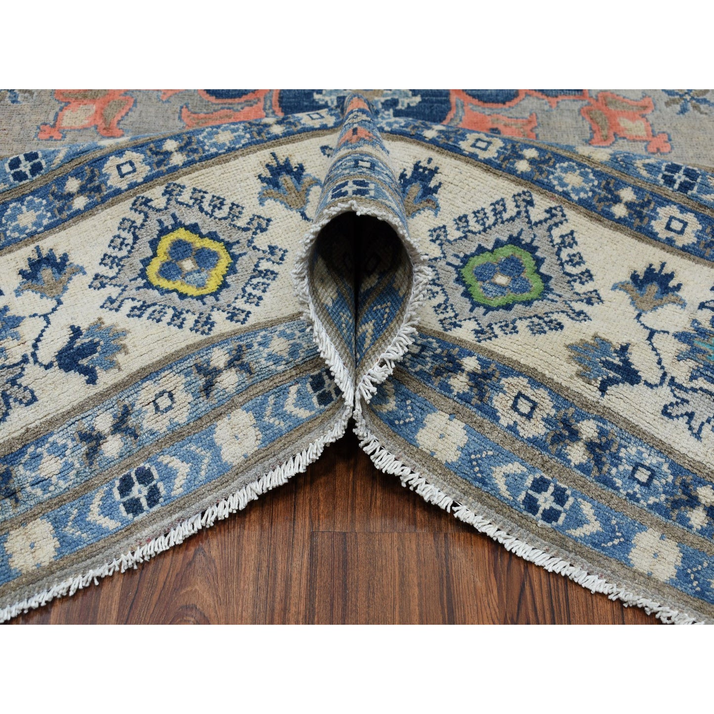 8'X9'9" Colorful Fusion Kazak Pure Wool Hand-Knotted Oriental Rug