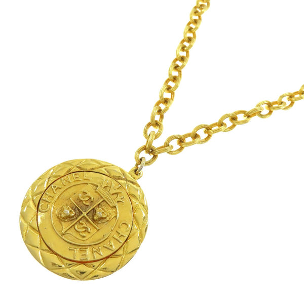 Chanel Matelasse Round Frame Pendant Necklace (Reversible)