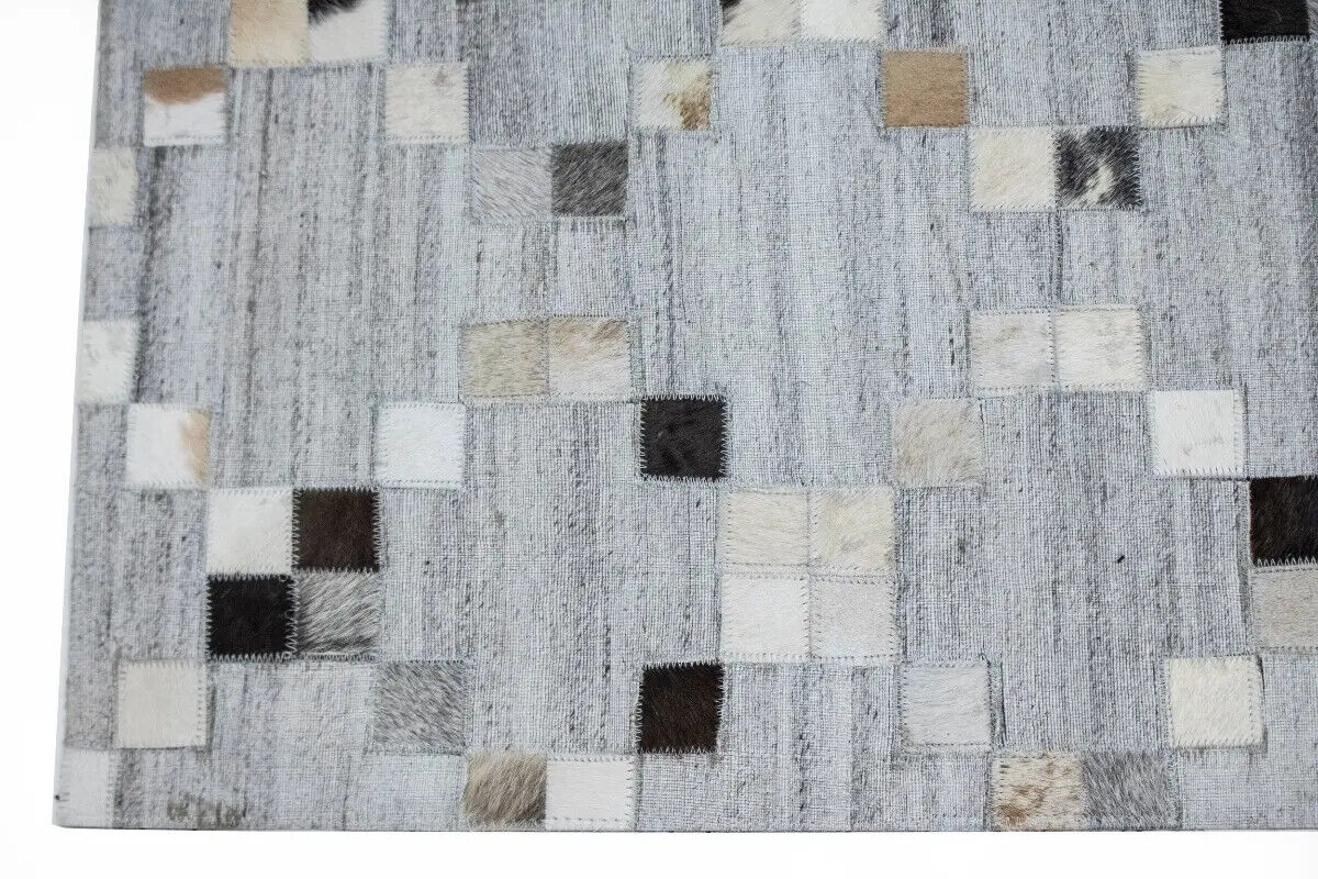 Handcrafted Cowhide Patchwork Rug New