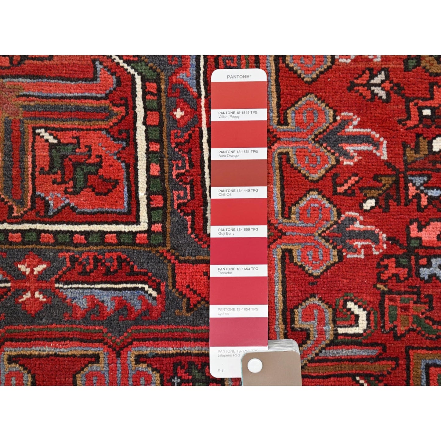 10'X12'5" Red 100% Wool Hand Knotted Semi Antique Zoroastrian Heris Rug
