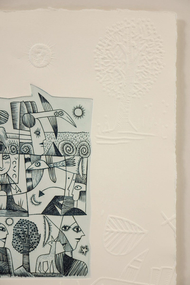 Simone & Henri Jean Etching With Embossing Limited 200 Hand-Signed Contemporary