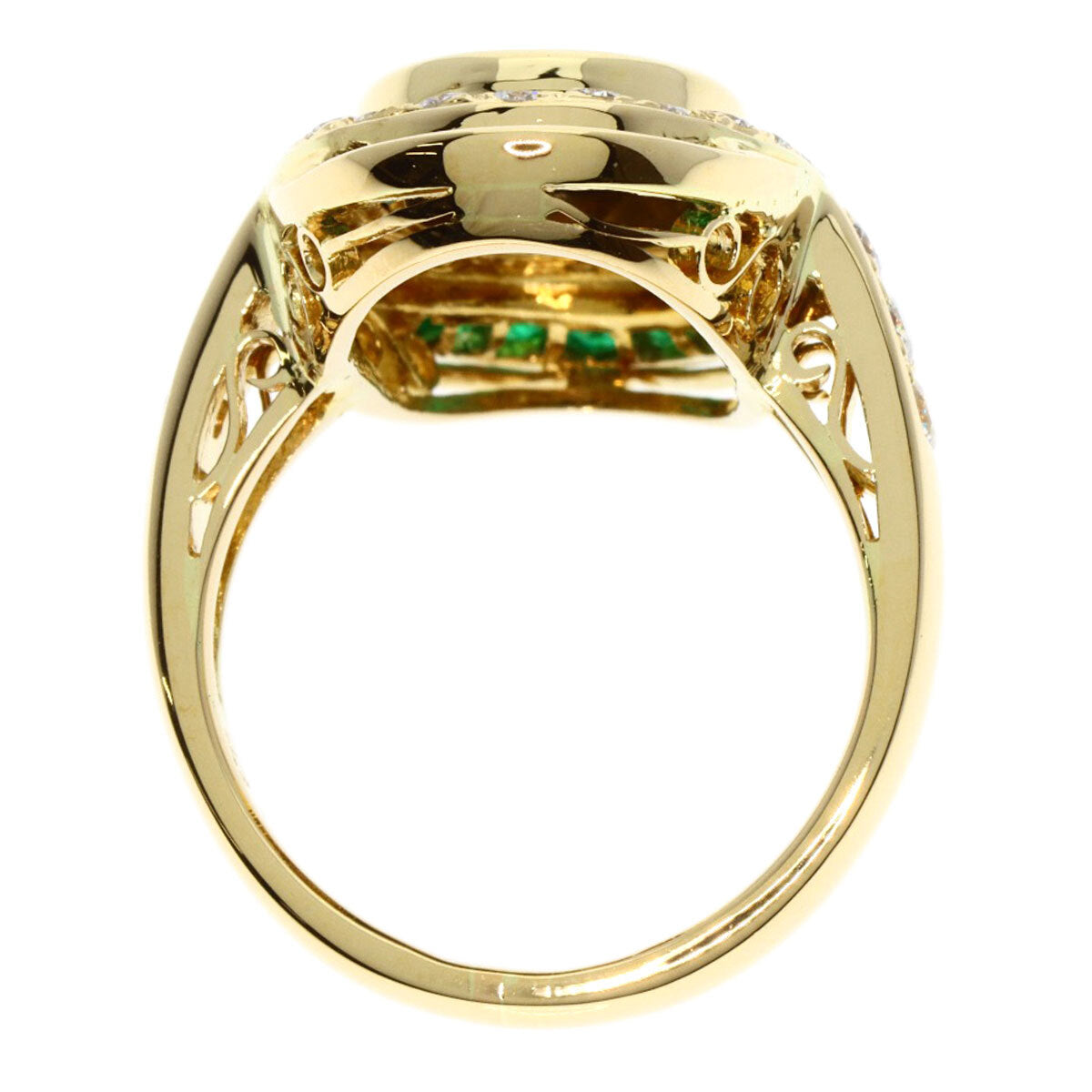 MITSUO KAJI Ring Emerald Diamond K18 Yellow Gold