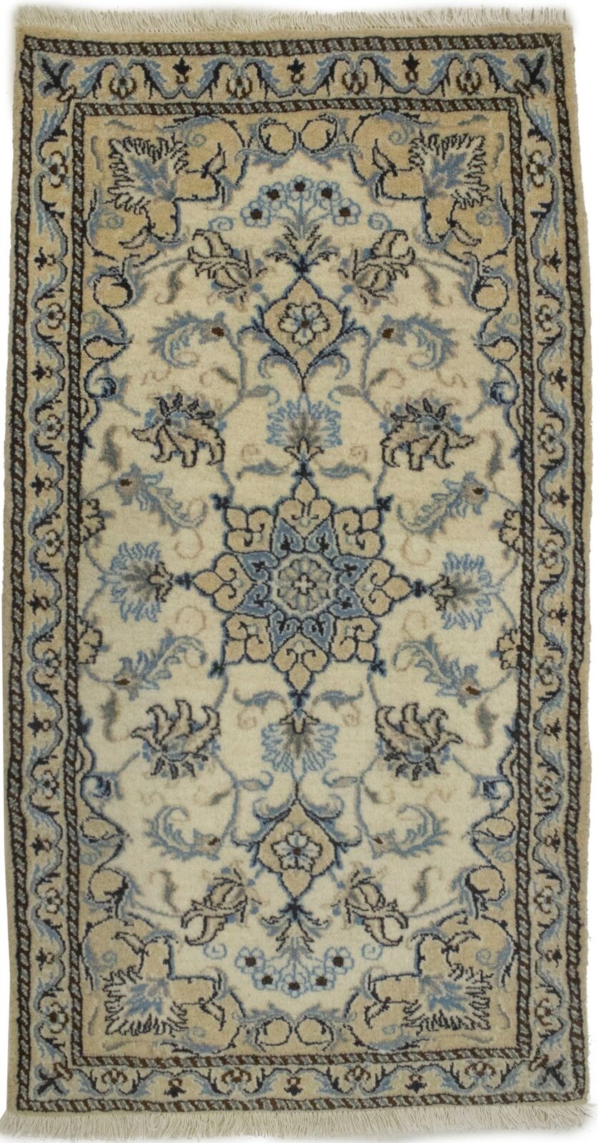Handmade Nain Oriental Rug Classic Floral Design