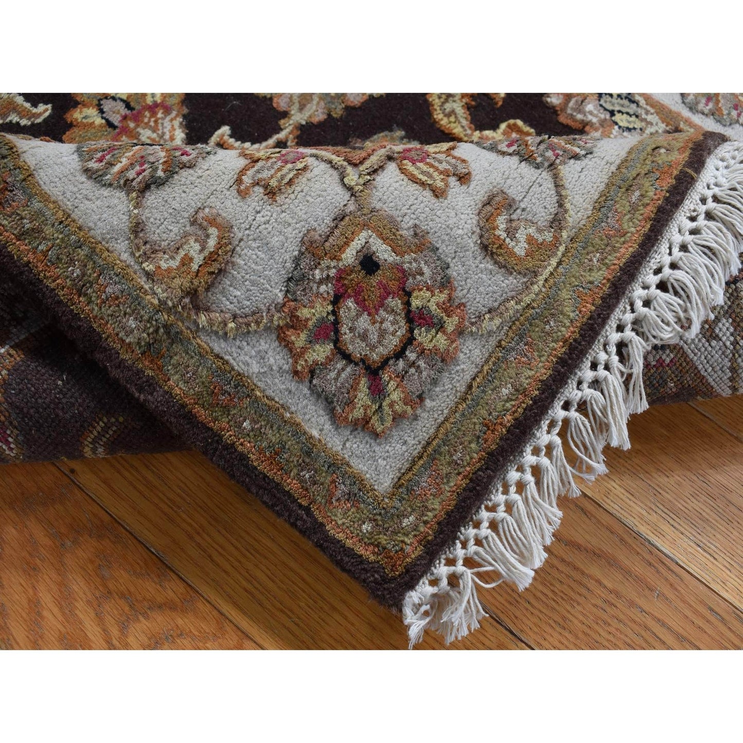 2'7"X15'9" Brown Rajasthan Wool And Silk Xl Runner Hand Knotted Rug