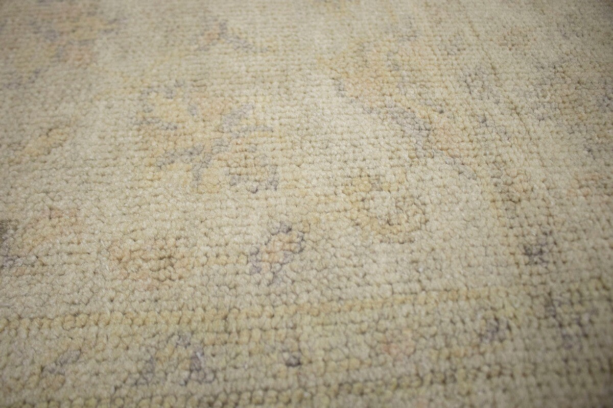 Handmade Oushak Chobi Oriental Rug Muted Floral