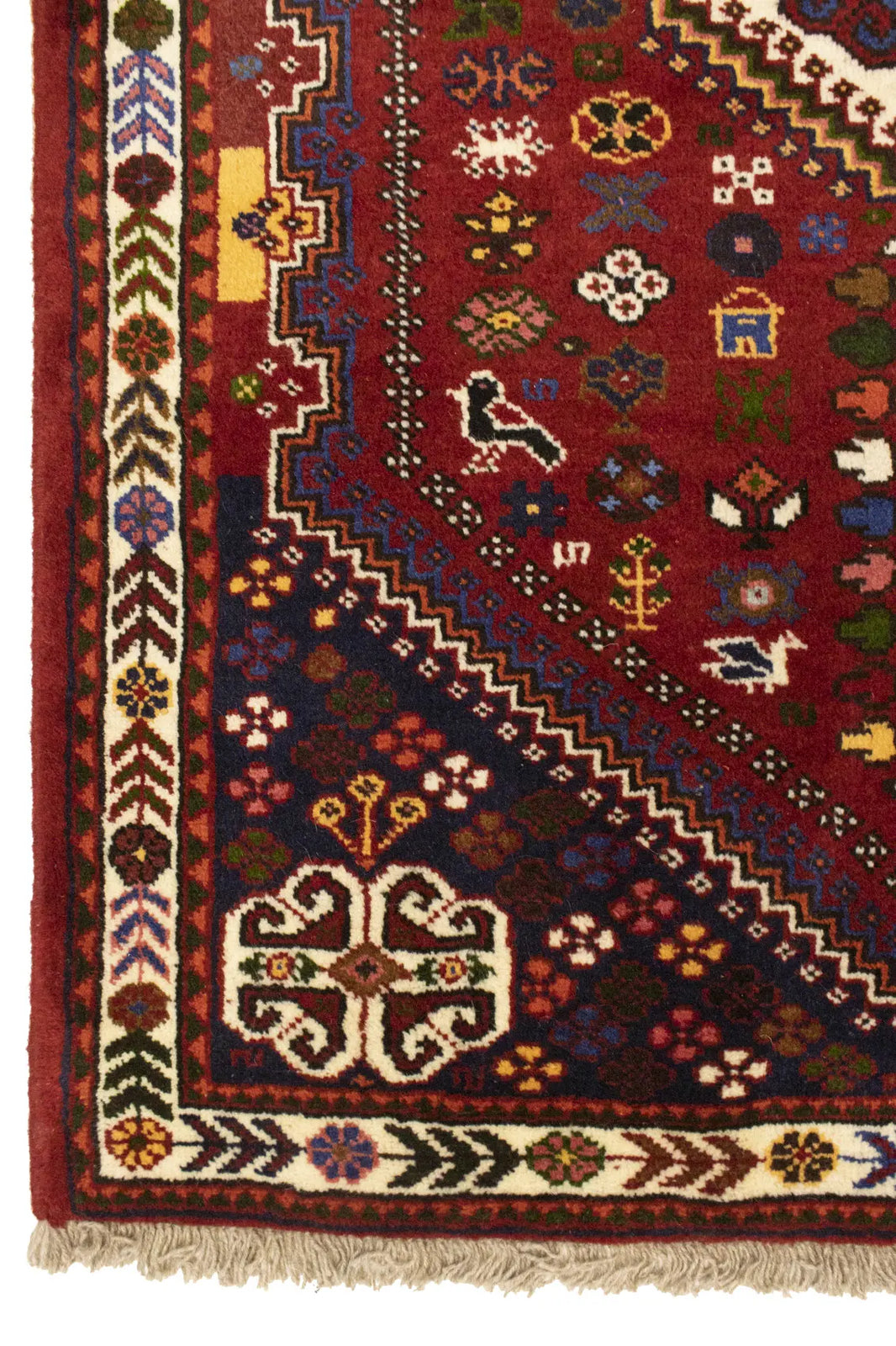 Hand-Knotted Wool Oriental Rug Vintage Tribal