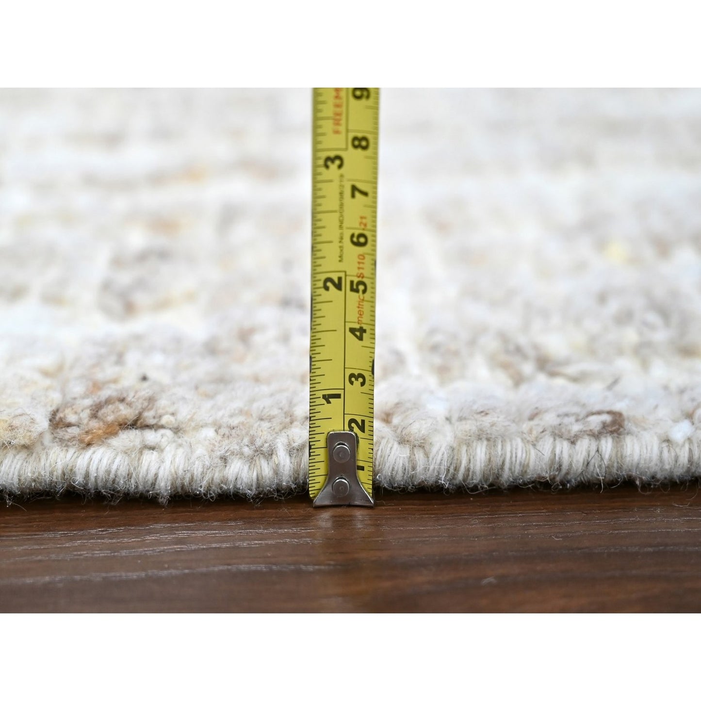 10'X13'10" Ivory Minimalist Swedish Design Hand Knotted Pure Wool Rug