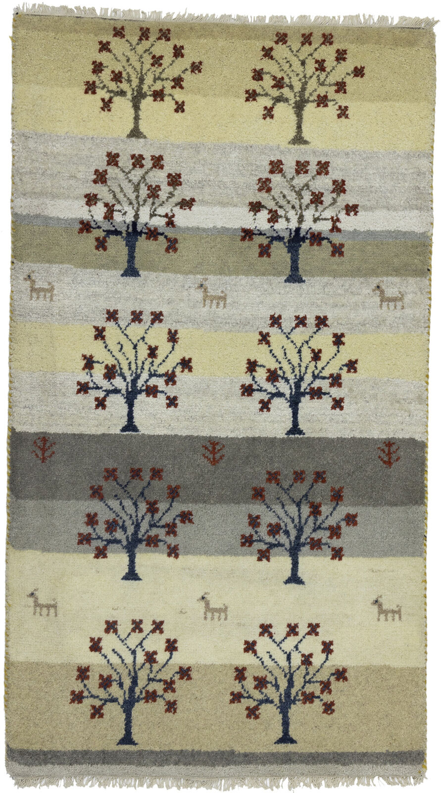 Multicolored Pictorial Tribal Rug Indo-Gabbeh