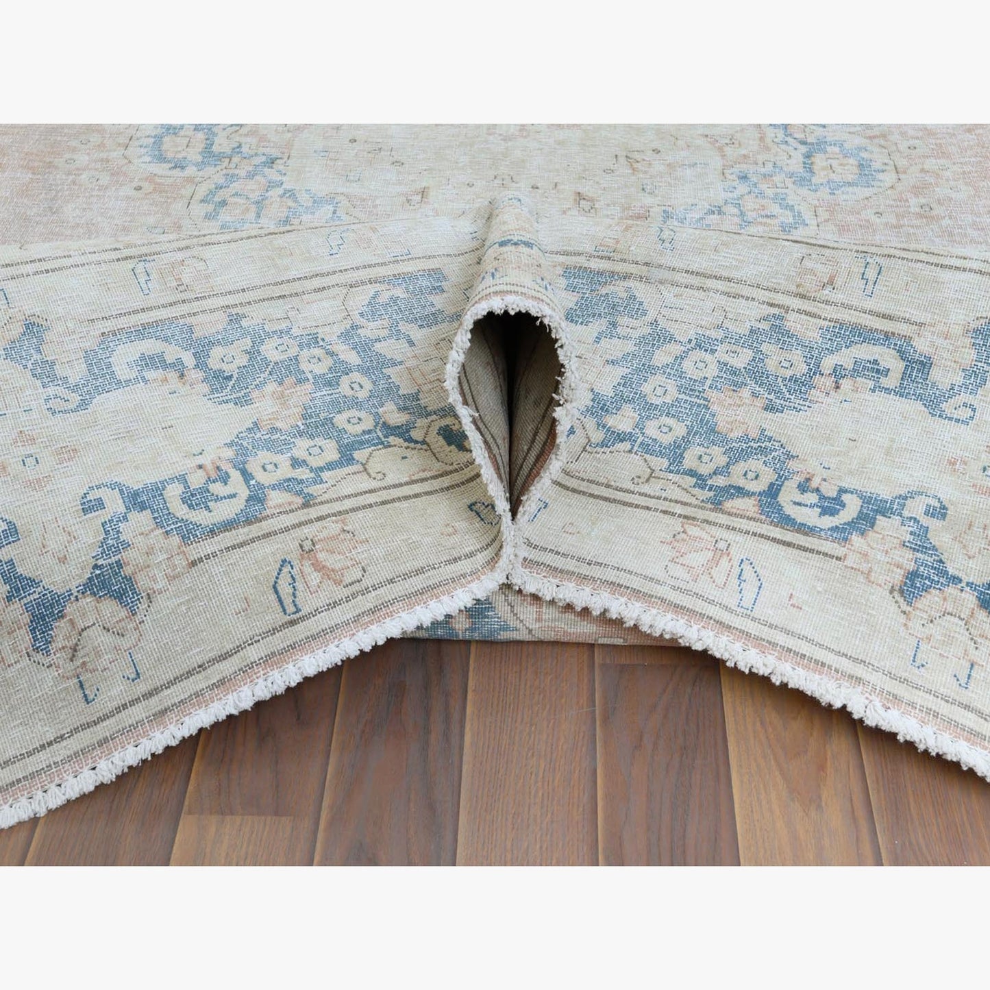 9'8"X12'7" Farsian Karman Clean Sun Faded Pink Wool Hand Knotted Rug